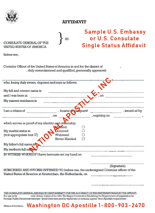 Single Status Affidavit US Embassy