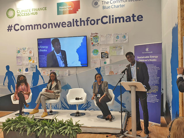 Young-climate-activist-Lucky-Abeng-speaking-at-the-Commonwealth-Pavilion-at-COP26