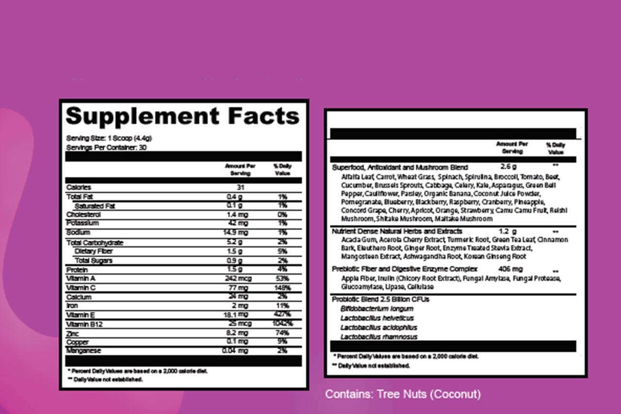 Floralite Supplement facts