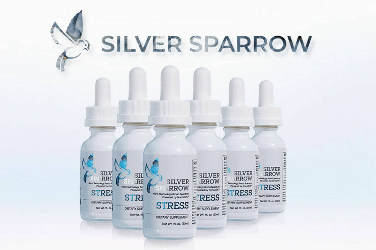 Silver Sparrow Stress CBD bottle